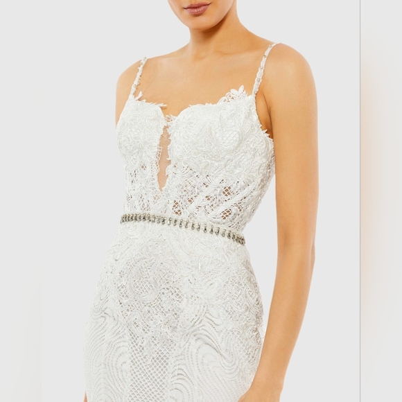 Mac Duggal Embellished Lace Trumpet Gown Ivory NWT - Picture 2 of 6